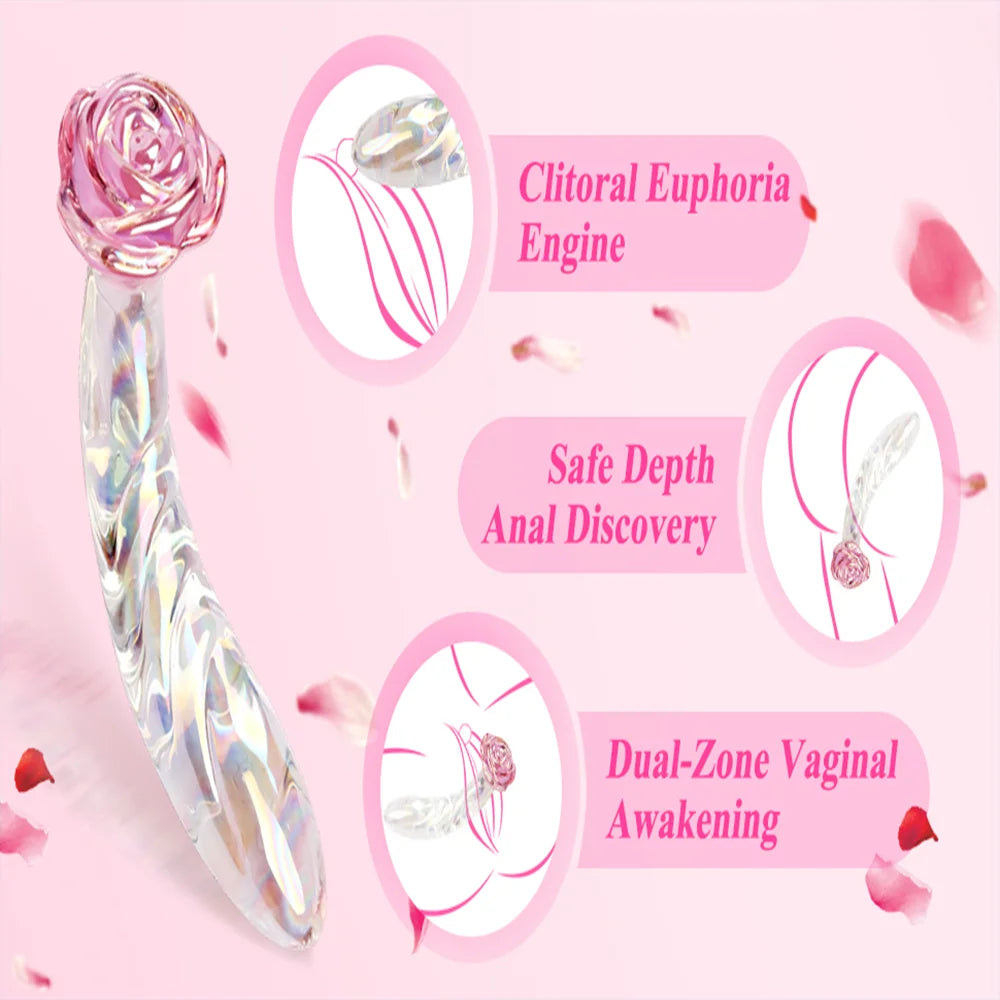 Rose Crystal Glass Anal Plug