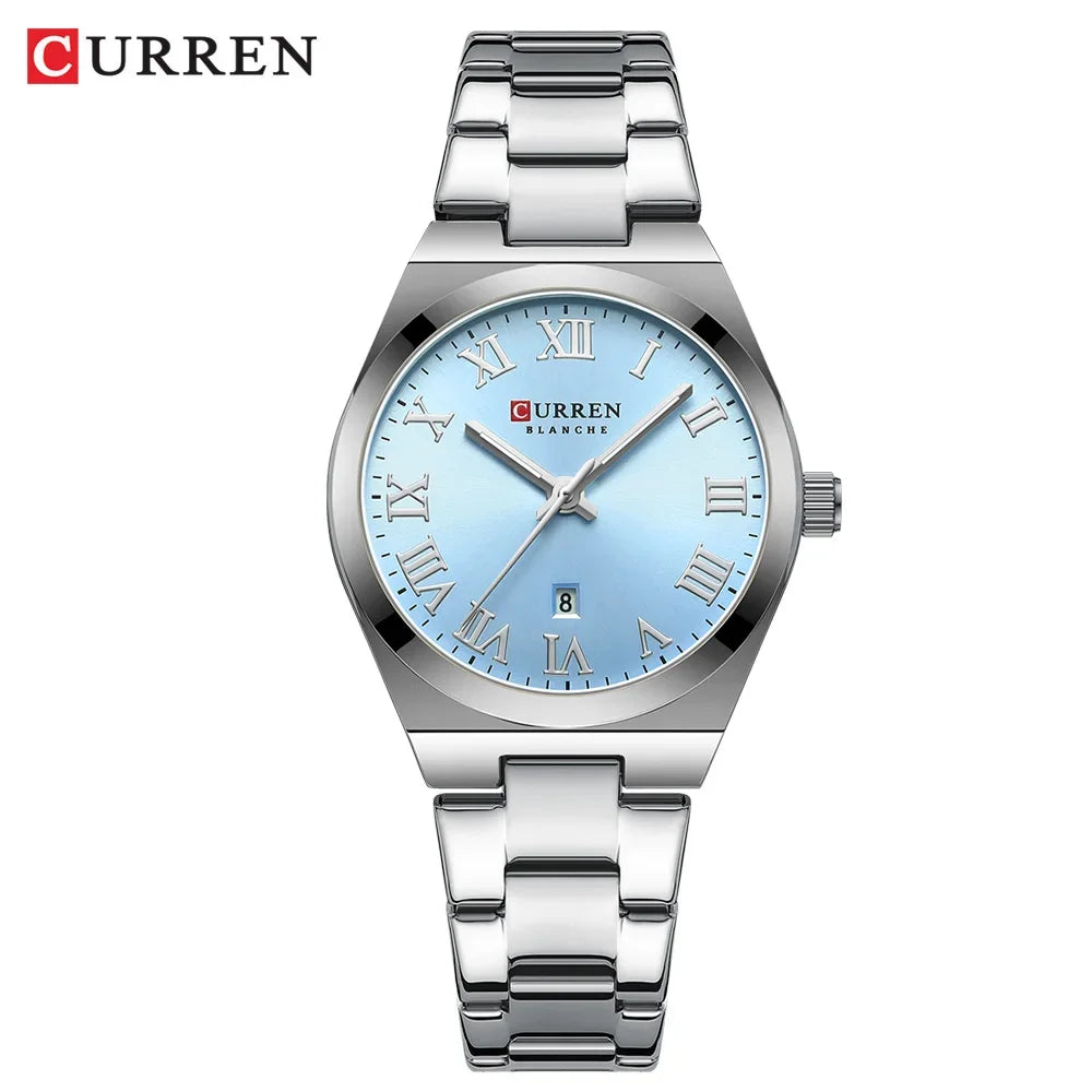 Women's Silver Stainless Steel Date Dress Watch
