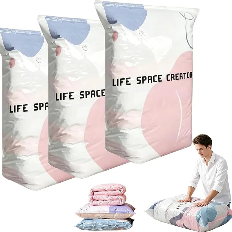 3D Vacuum Storage Bag Set – 3 Medium + 3 Large
