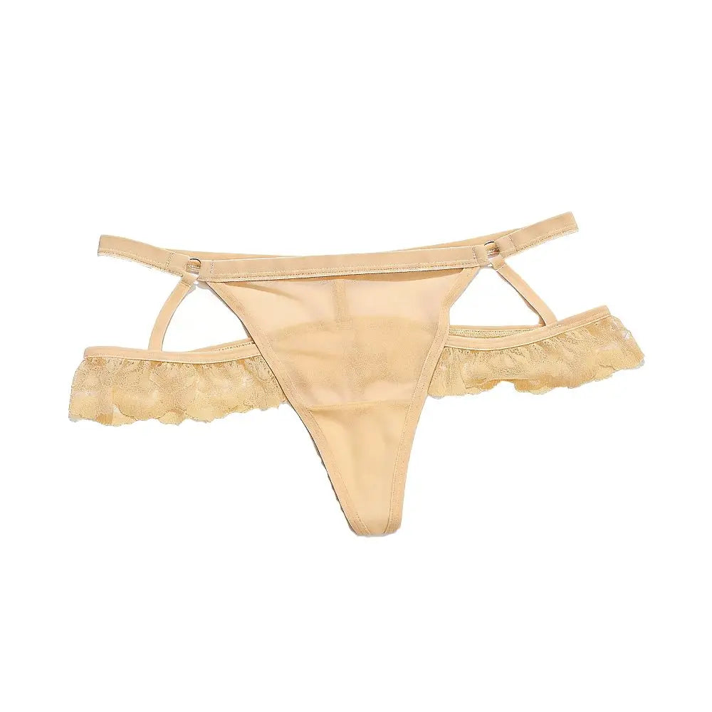 Lingerie Thin Strap Lace Panties Thong Hollow Underwear for Women Transparent Low Waist Mesh Lace Briefs Comfortable