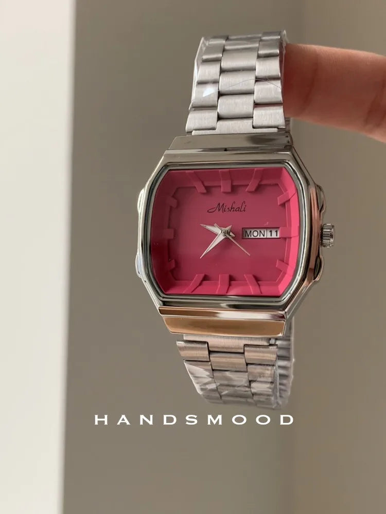 Stainless Steel Women's Watch Exquisite Square Quartz Watch Calendar Waterproof Bracelet Fashion Elegant Women's Watch