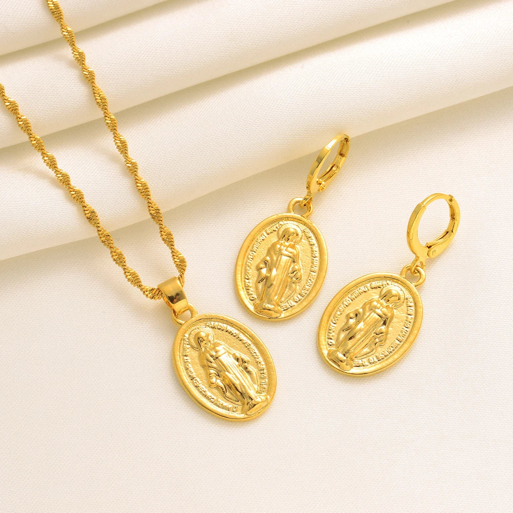 Women's Gold-Color Necklace & Earring Set