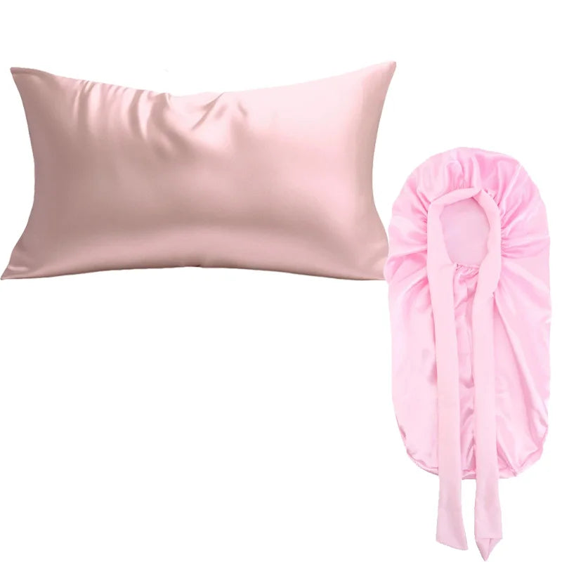 Silk Pillowcase & Extra-Large Satin Bonnet Set