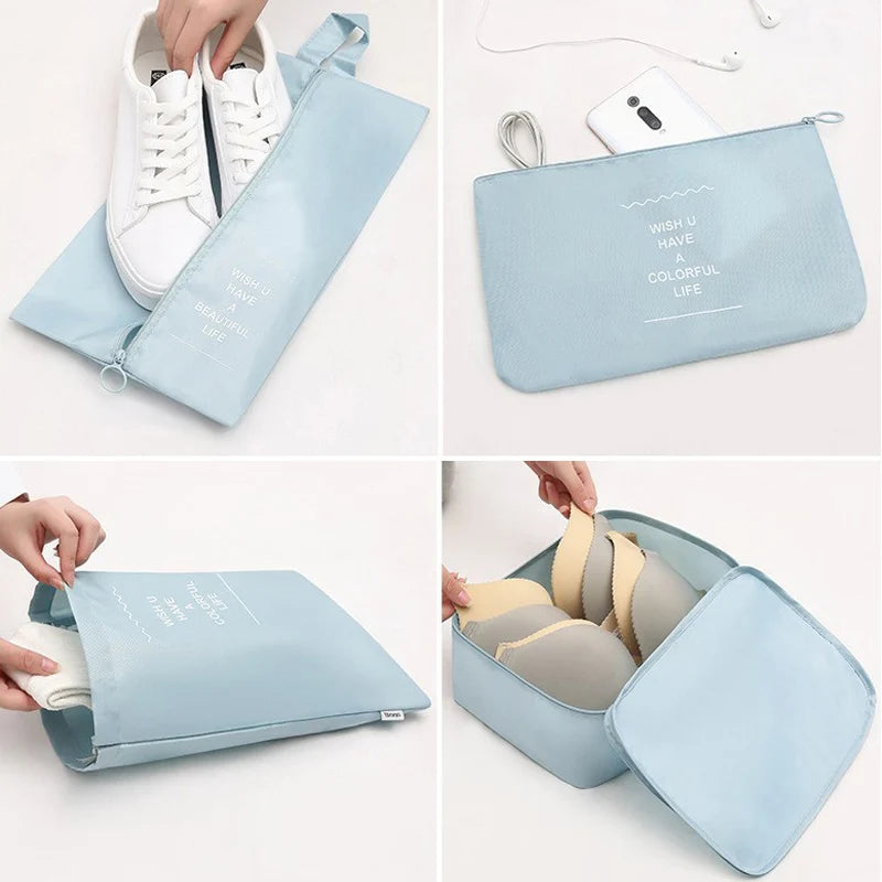 7-Piece Travel Packing Cube Set for Clothes & Shoes