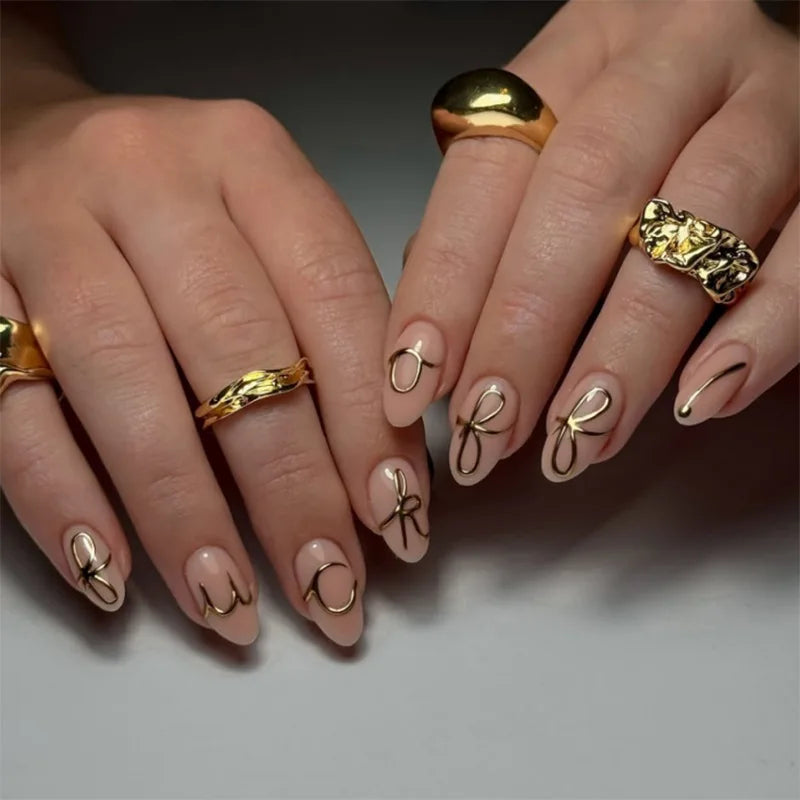 Red Star French Almond Press-On Nails