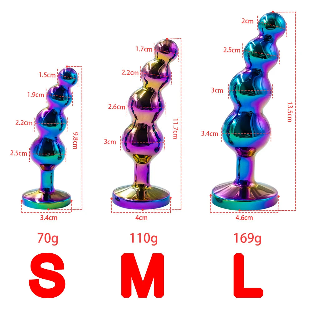 Iridescent 4-Bead Metal Anal Plug