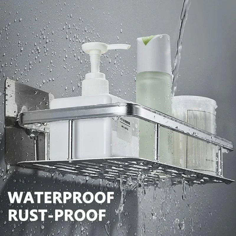 No-Drill Wall-Mounted Corner Shower Shelf