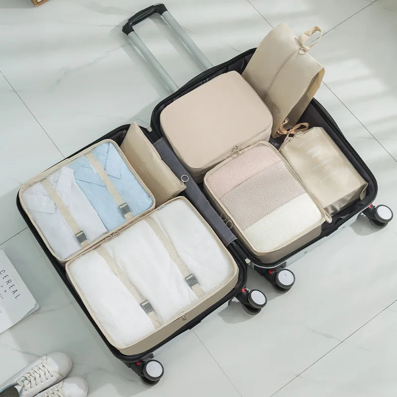 7-Piece Travel Packing Cube Set for Clothes & Shoes