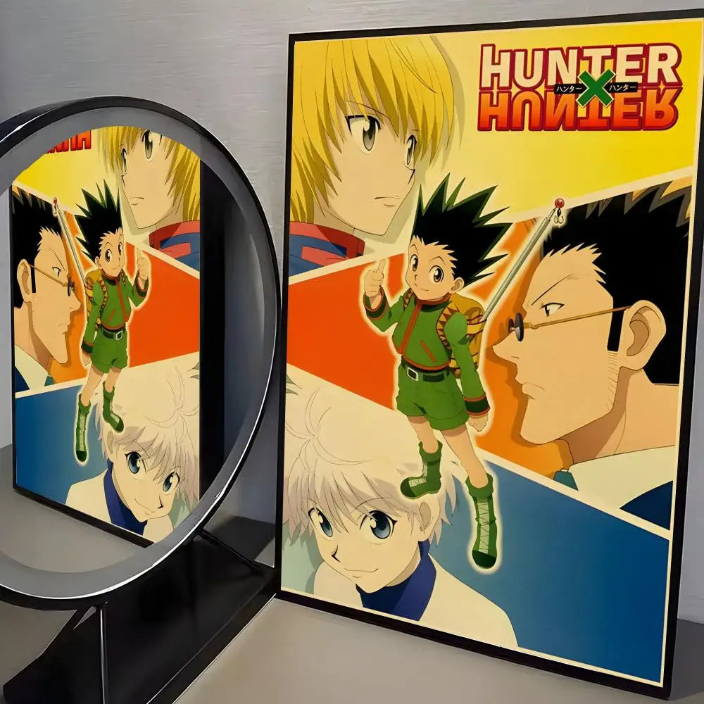 Anime H-Hunter X Hunter Poster Stickers Mural Painting Self-Adhesive Wall Decals for Bedroom Living Room Home HD Decor Gift