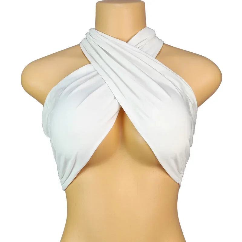 Women's Backless Cross-Strap Halter Crop Top