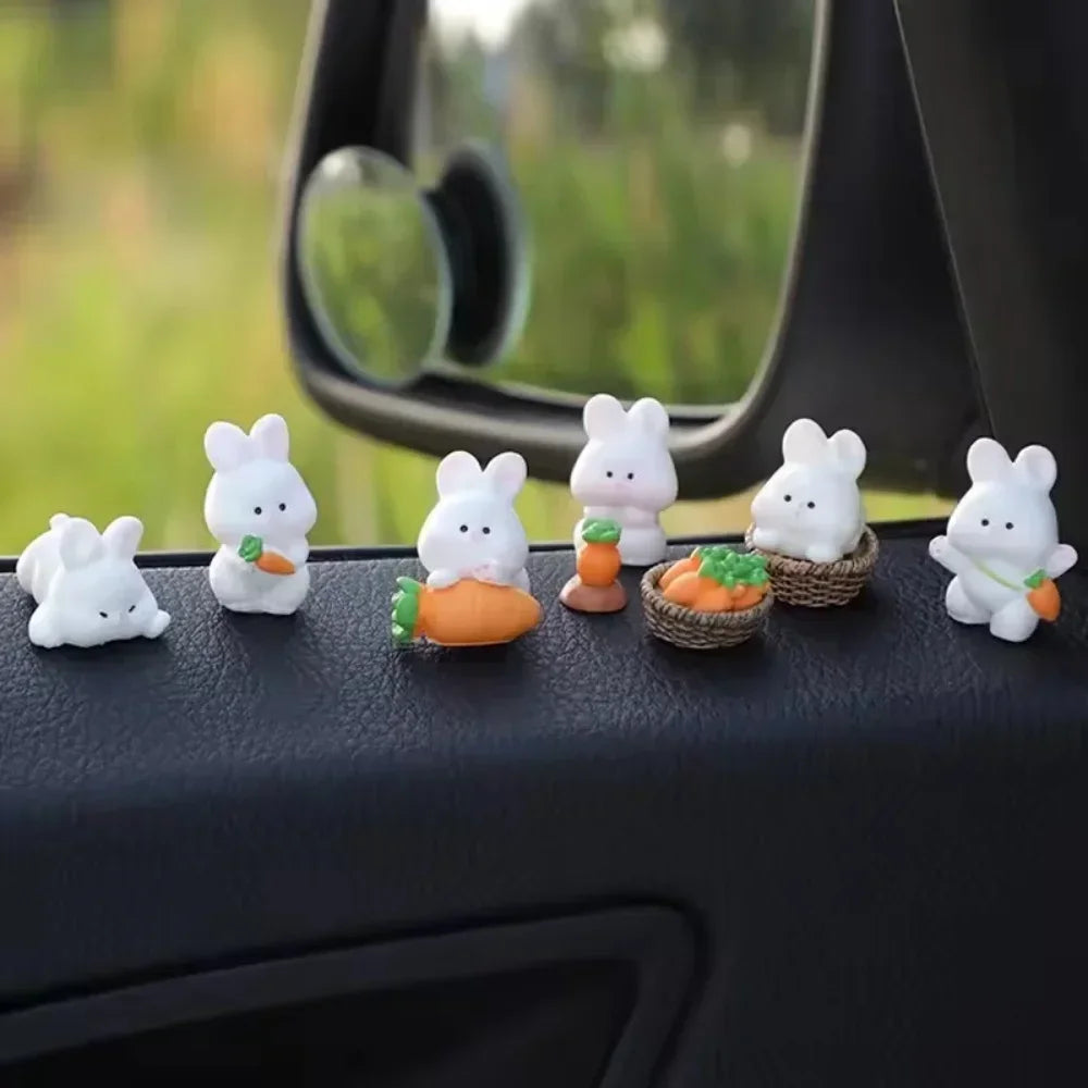New Car Interior Accessories Cartoon Cute Bunny Car Ornaments Car Center Console Car Decoration Supplies