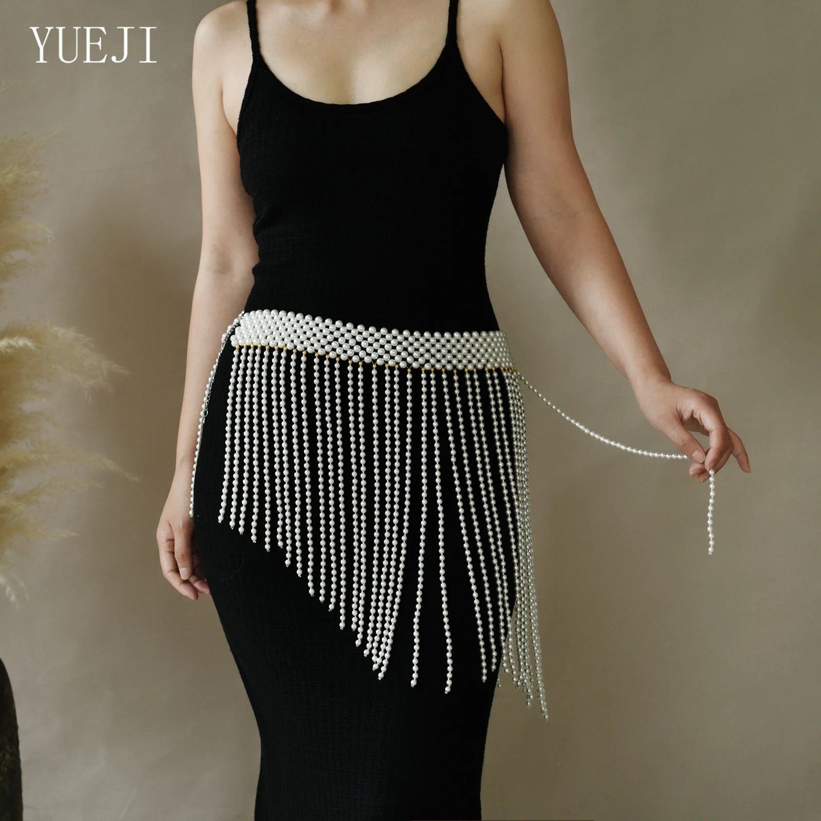 YUEJI Sexy Women Dress Waist Chain Handmade Beaded Tassel Style Short Skirt Women Dress Bikini Cover Up G97