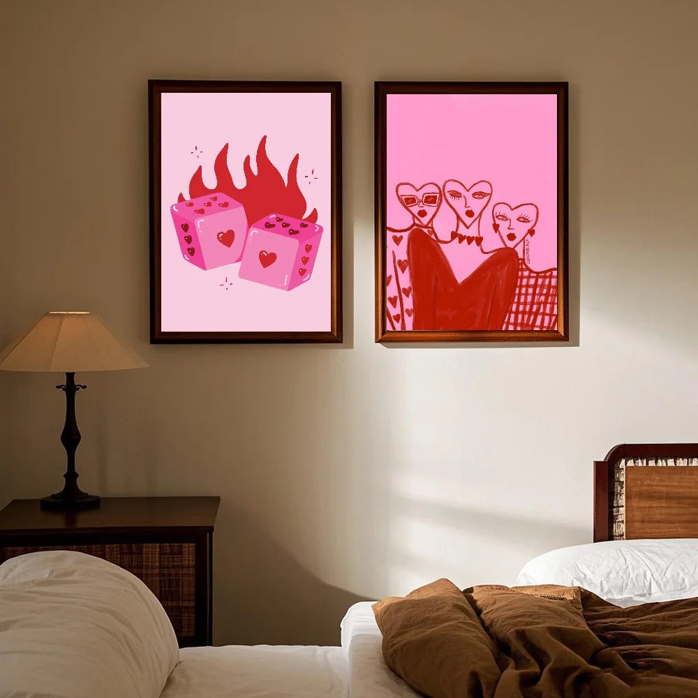 Pink Hot Girl Y2K Waterproof Wall Poster
