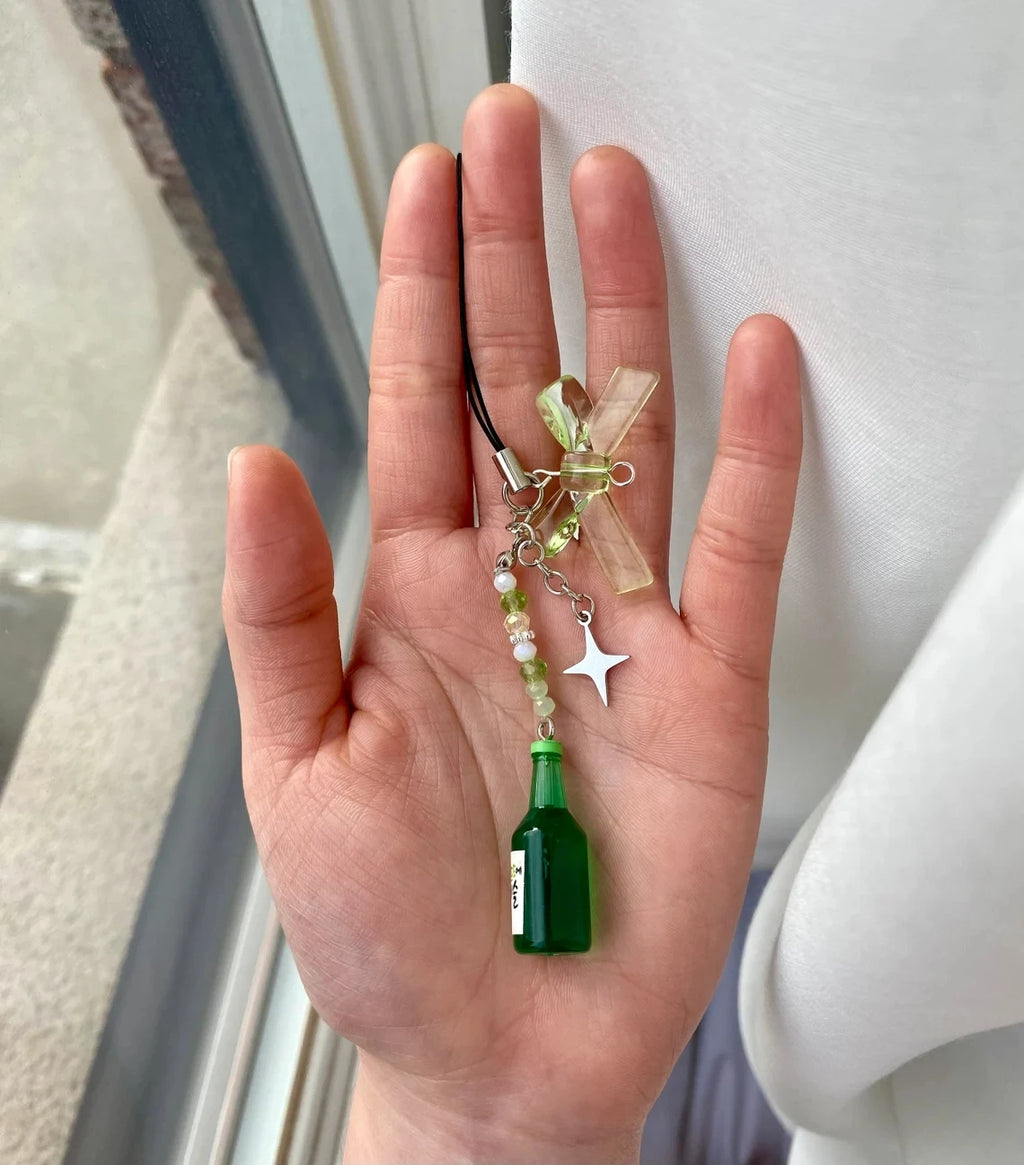 Y2K Green Soju-inspired Phone Charms | Cute & Adorable Original Green Soju Phone Charms | Soju-bottle Accessory