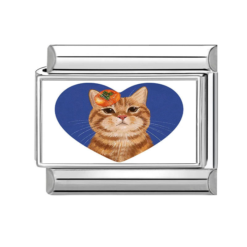 Cat Head Italian Charm Bracelet – 9mm Links