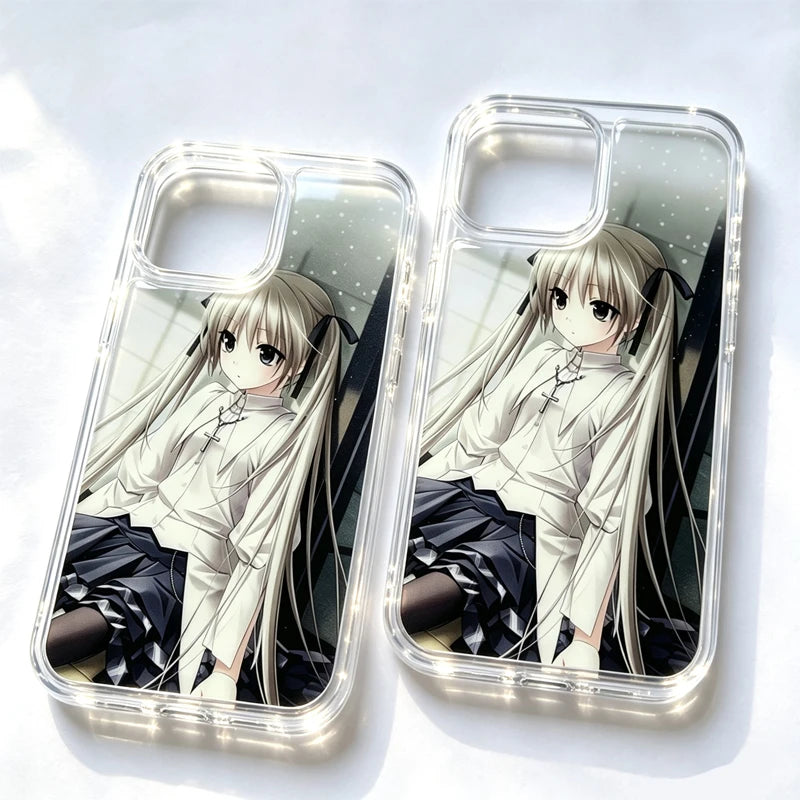 Y2K Anime Girl Transparent Phone Case for iPhone