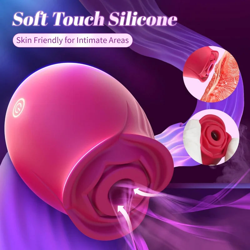 Sex toy rose dildo vibrator - Upgraded adult toys,Belt 5 Suction and vibration modes,Suitable for female clitoral nipples