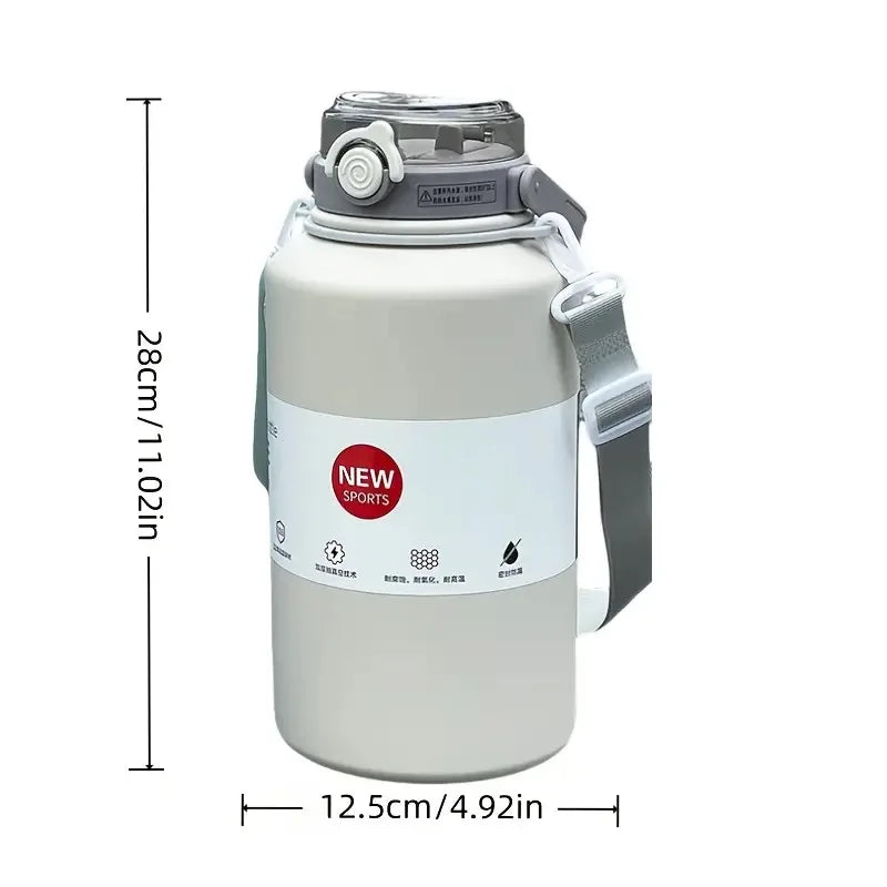 2L 67.63oz Large Capacity Stainless Steel Insulated Tumbler with Handle Ice Keeping and Thermal Straw Ideal for Sports