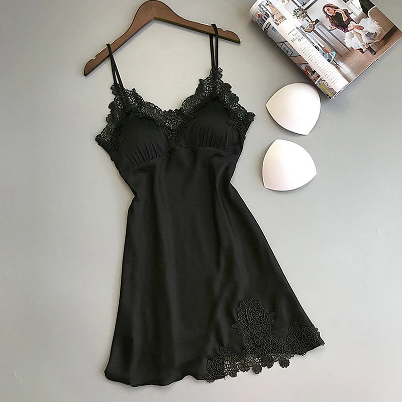 Women's Ice-Silk Satin Halter Nightdress
