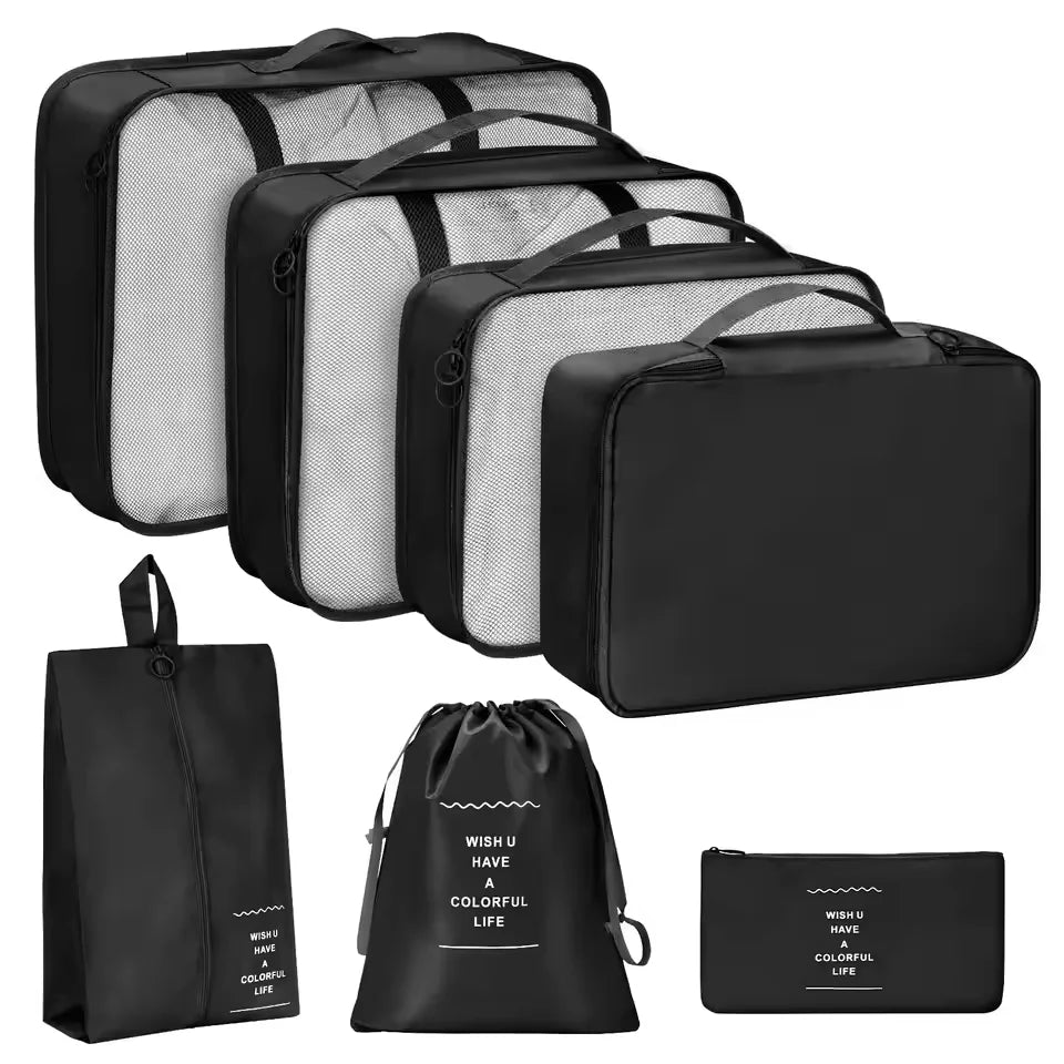 7-Piece Travel Packing Cube & Shoe Bag Set