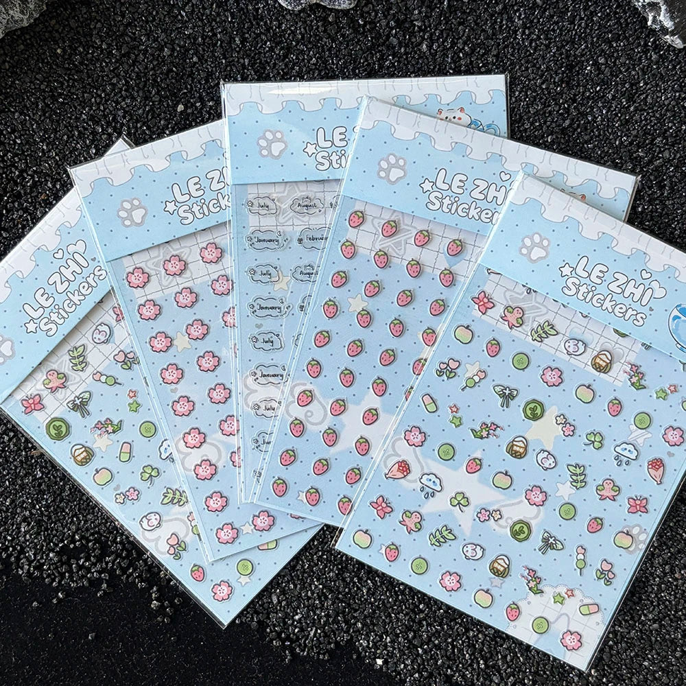 Tiny Strawberry & Floral Decorative Sticker Set