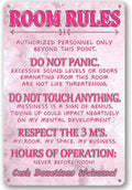 Pink Teen Girl Bedroom Rules Sign