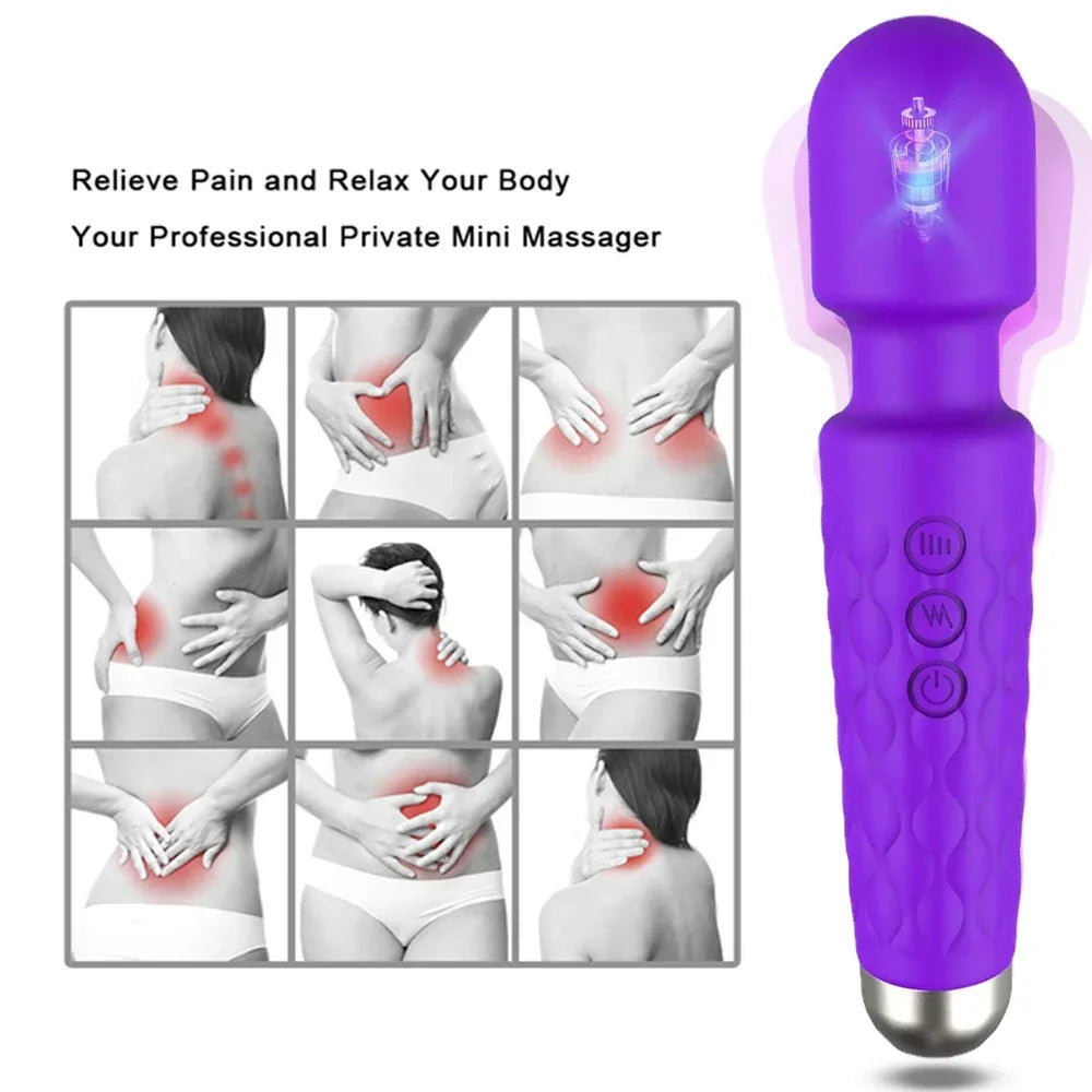 Cordless Rechargeable Wand Body Massager – 20 Modes/8 Speeds