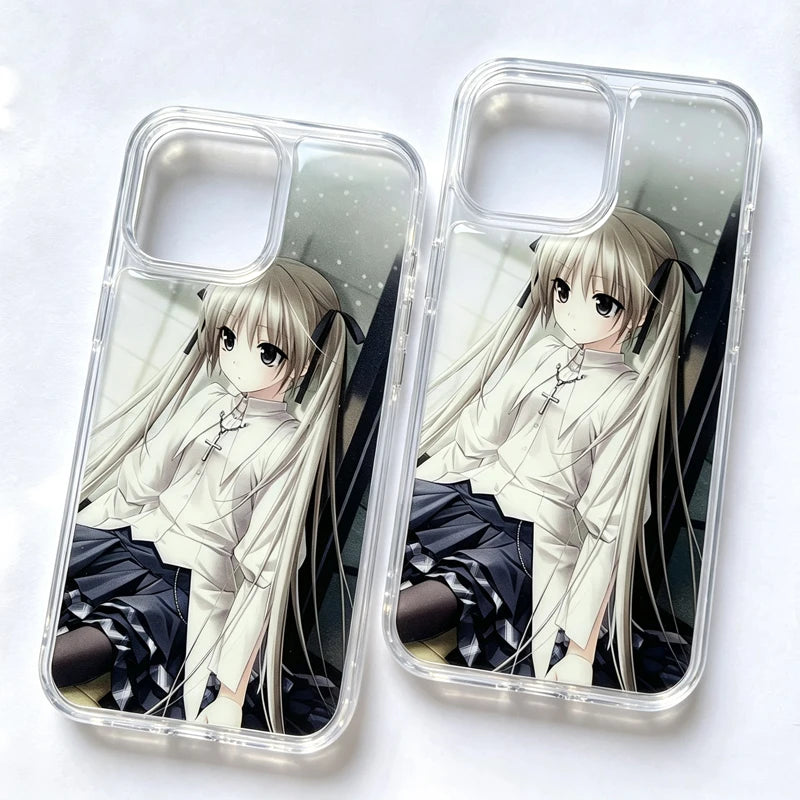Y2K Anime Girl Transparent Phone Case for iPhone