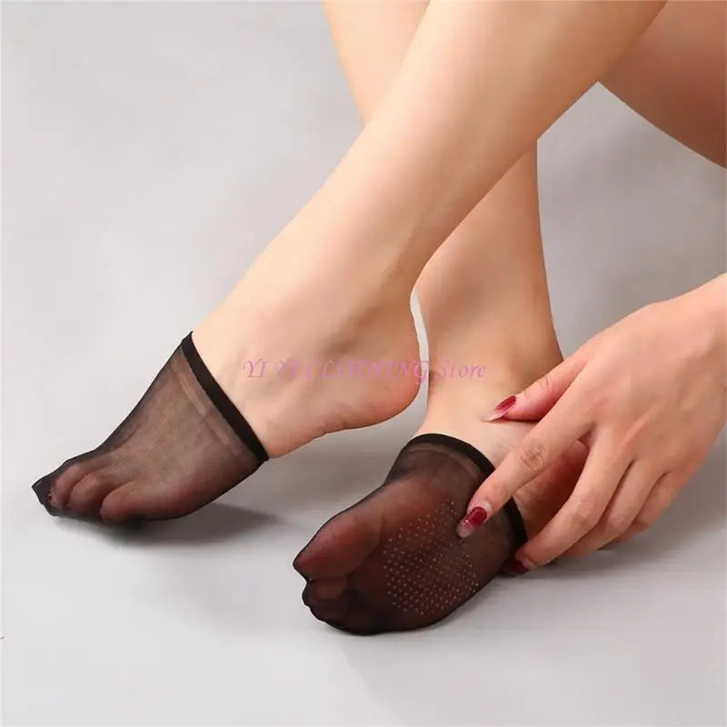 Women Invisible Forefoot Socks High Heel Shoes Toe Cover with Grip Nonskid Sheer Mesh No Show Liner Toe Top Half Socks