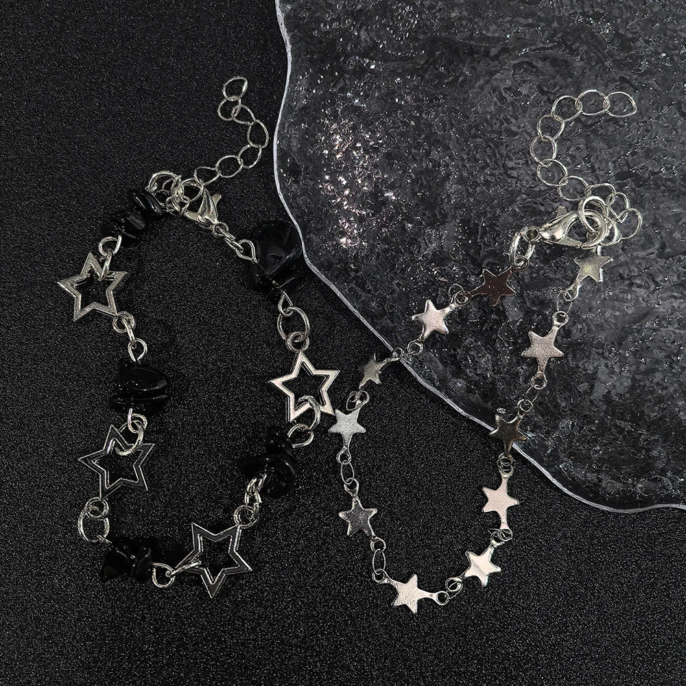 2-Piece Star Charm & Beaded Bracelet Set