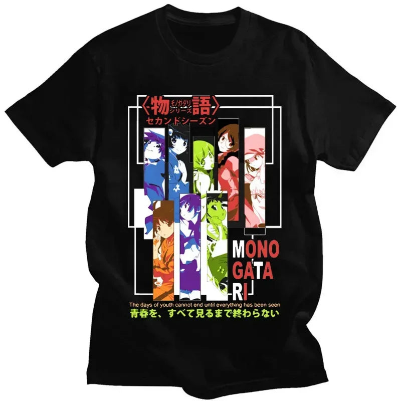 Japanese Manga Monogatari Series Graphic Print T-Shirts Man Summer Oversized Tee Shirt Casual Clothes Harajukkuu Streetweaarr