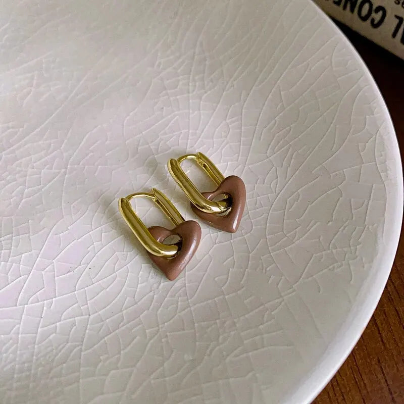 Red Heart Hoop Earrings