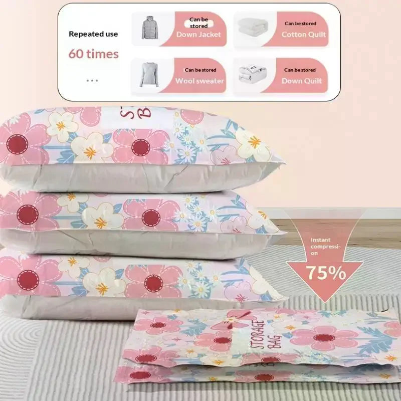 Vacuum Storage Bag Space Saver Bags Compression For Comforters And Blankets, Sealer Clothes Travel Packing Organizer