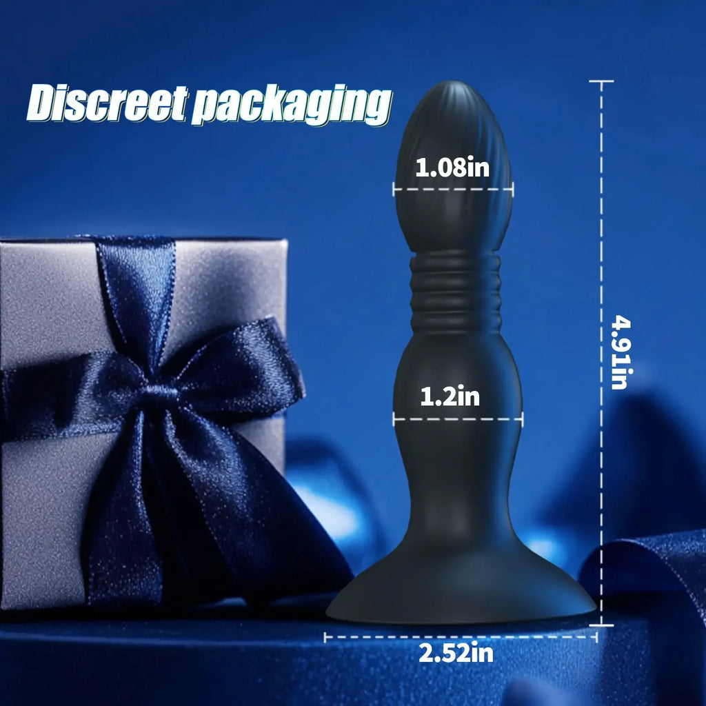 Remote-Control Thrusting Vibrating Anal Plug with Suction Base