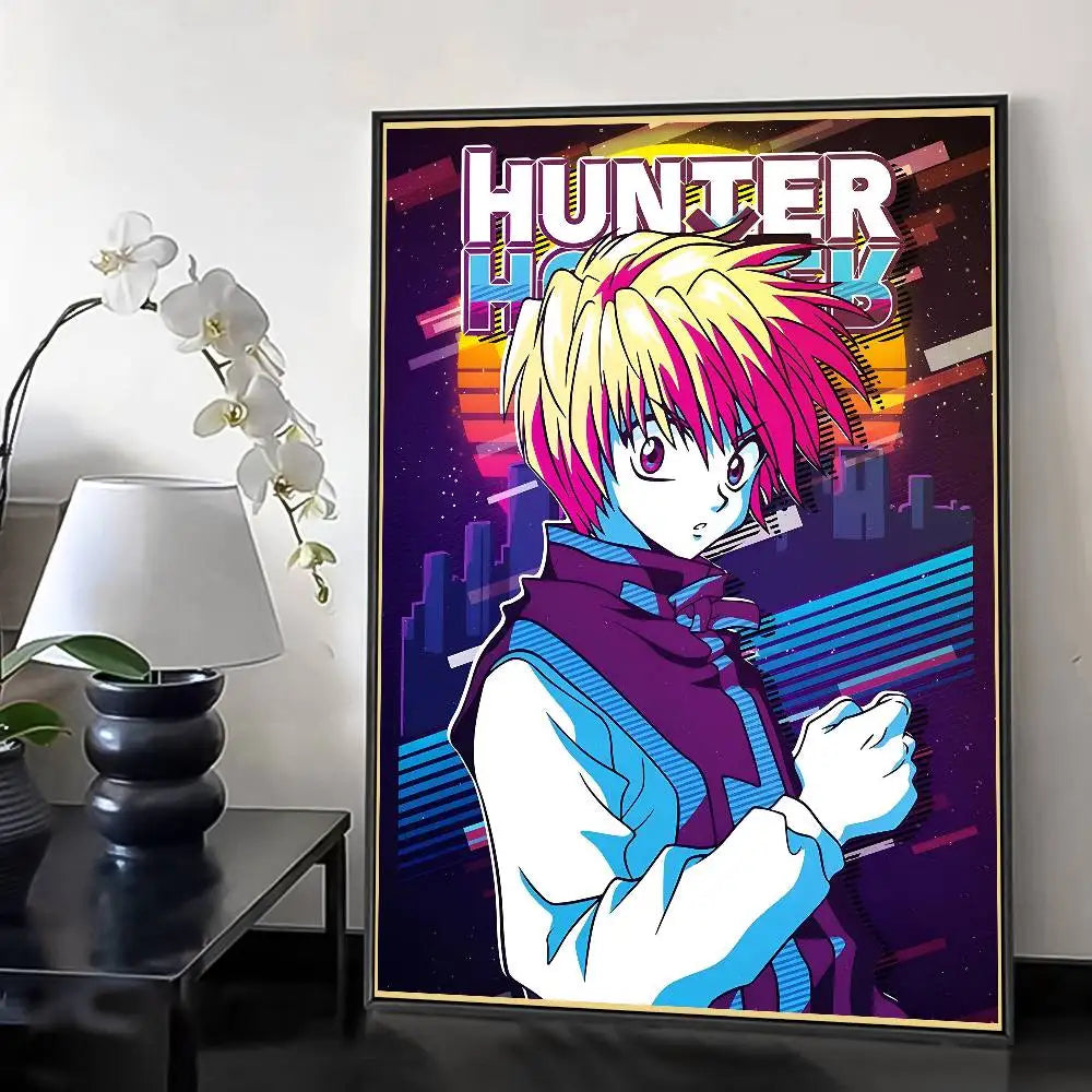 H-HunterXHunter Retro Poster HD Art Sticky Wall Waterproof Home Living Room Bedroom Bar Aesthetic Decoration