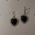 Goth Y2K Bow, Heart & Cross Drop Earrings