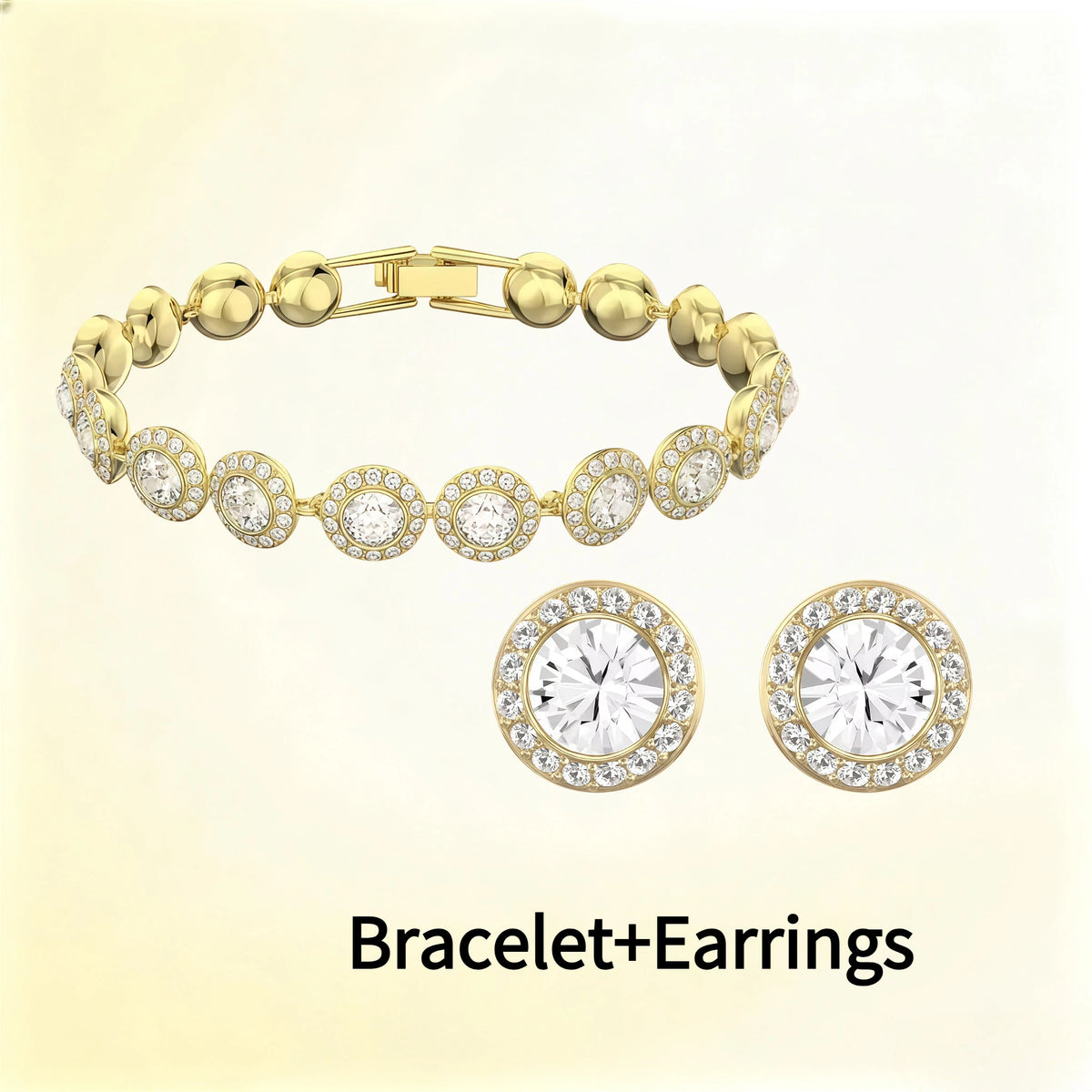 Women's Round Necklace, Earrings & Bracelet Set