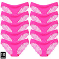Sexy plus Size Women's Seamless Lingerie Transparent Lace Bikini Briefs Cotton Fabric Underwear 10pc Set Lady Girl Intimates