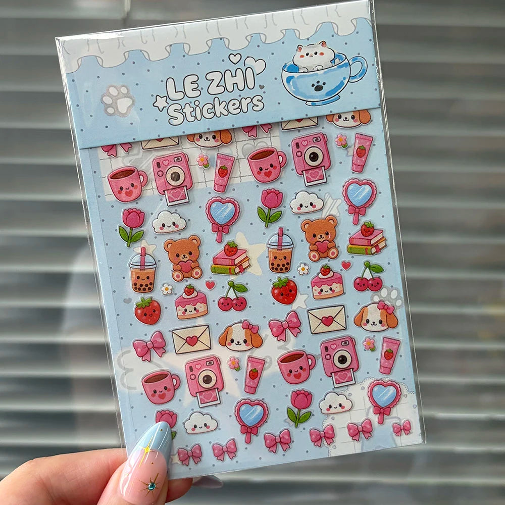 Tiny Strawberry & Floral Decorative Sticker Set