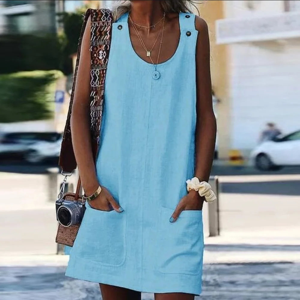 Summer Dresses Cotton Linen Fashion Clothes Women Clothing Streetwear Casual Vintage Elegant Y2k Dress for Women New