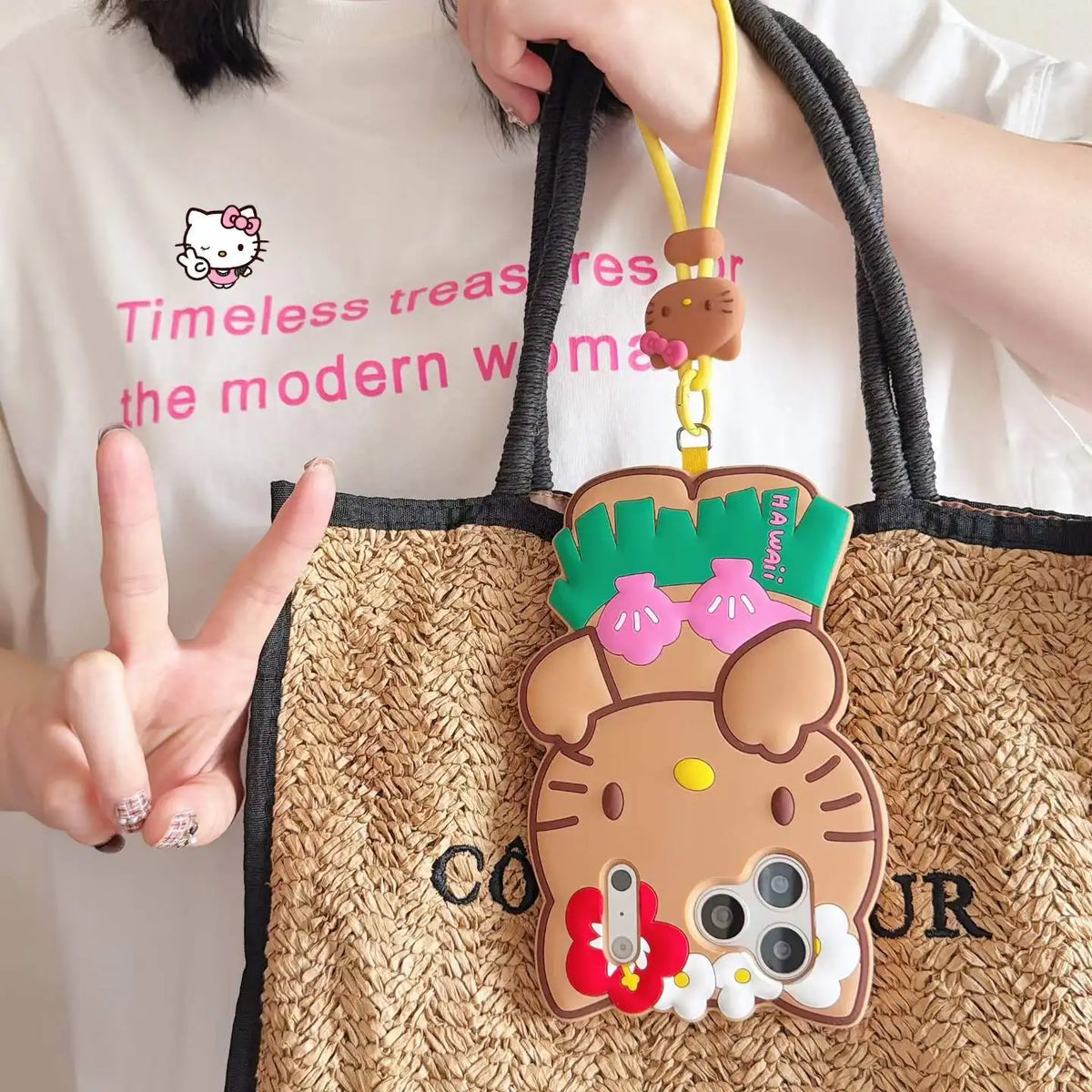 Hello Kitty Hula Skirt iPhone Case with Lanyard