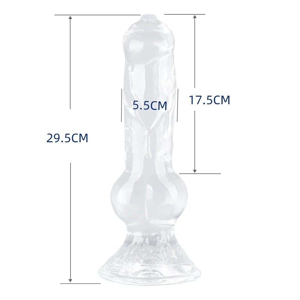 18-33cm Long Animal Dog Dildo TPE Clear Anal Plug Dog Penis Big Suction Cup Cock Vagina Masturbator Anal Sex Toys For Men Women