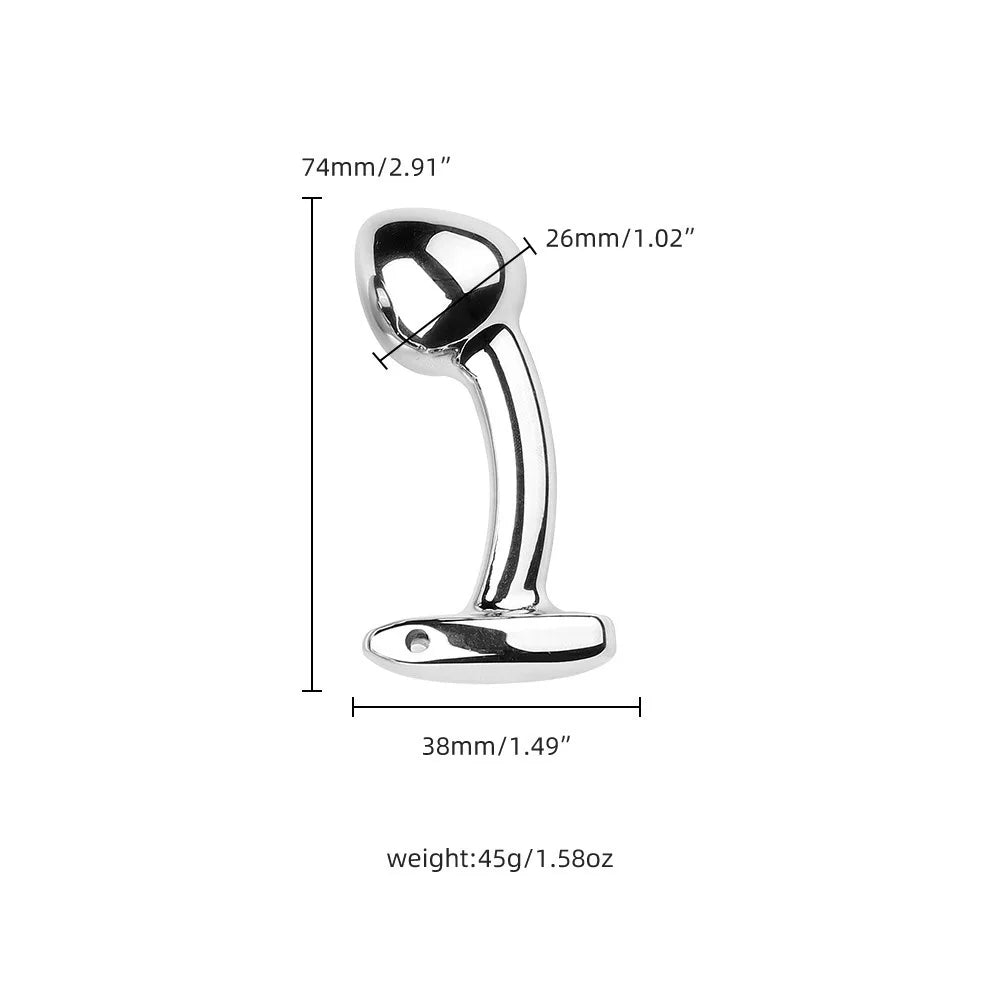 Curved Stainless Steel Tadpole Anal Plug