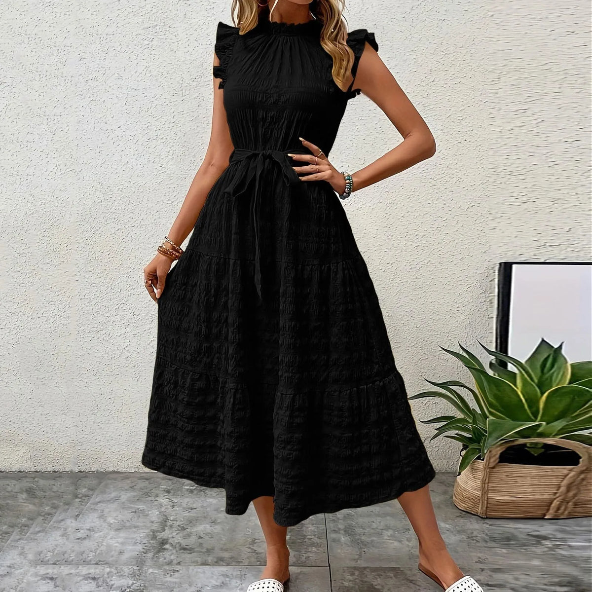 Women's Solid Strap-Detail Beach Dress