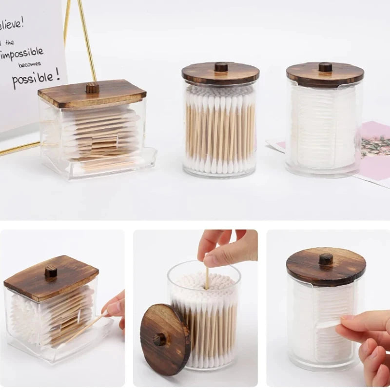 Bathroom Cotton Swab & Cotton Ball Organizer Set
