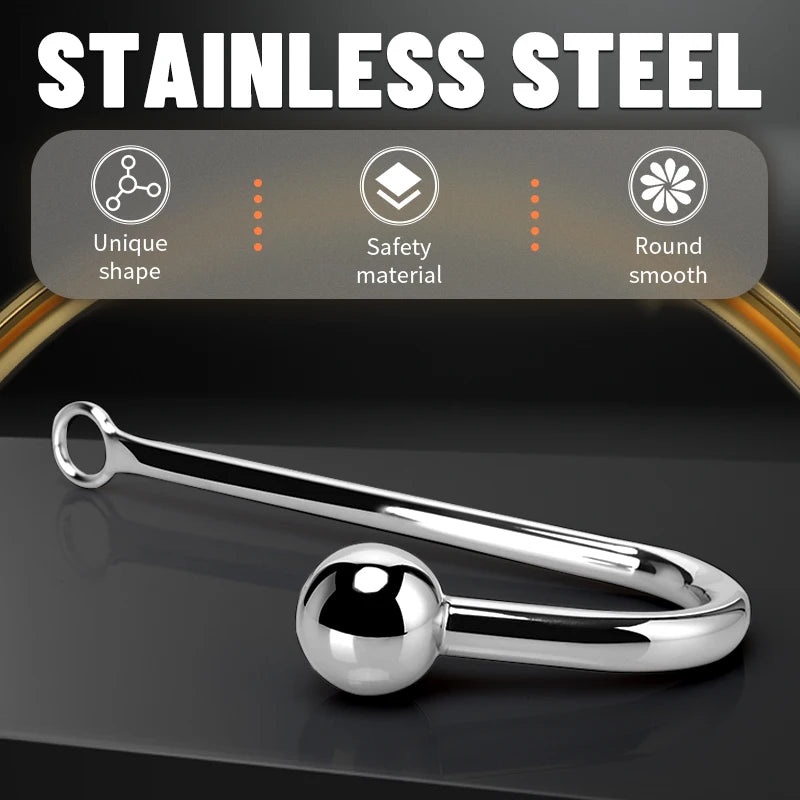 Stainless Steel Anal Hook with Beads