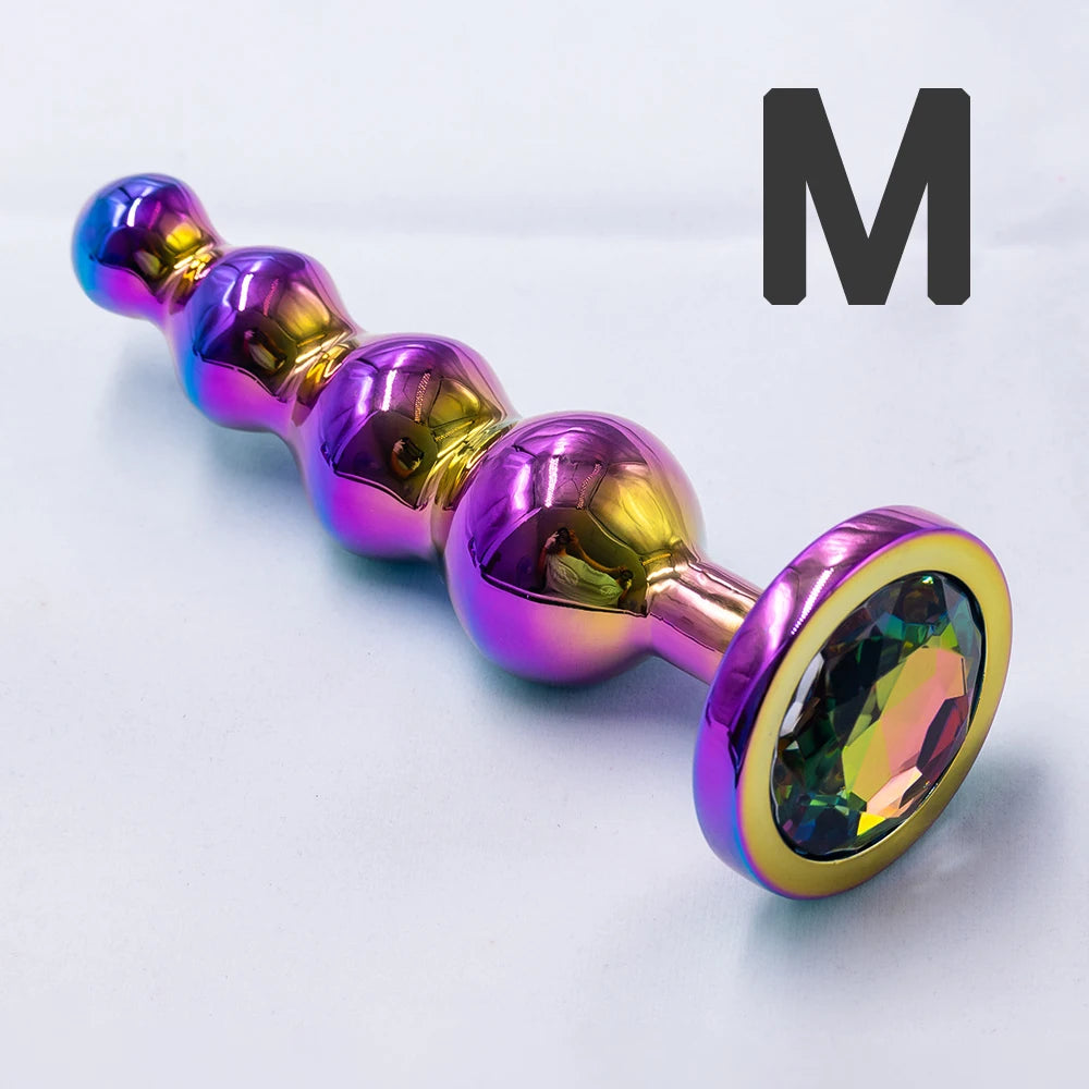 Iridescent 4-Bead Metal Anal Plug