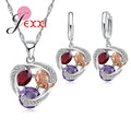 Colorful Sterling Silver Crystal Necklace & Earring Set
