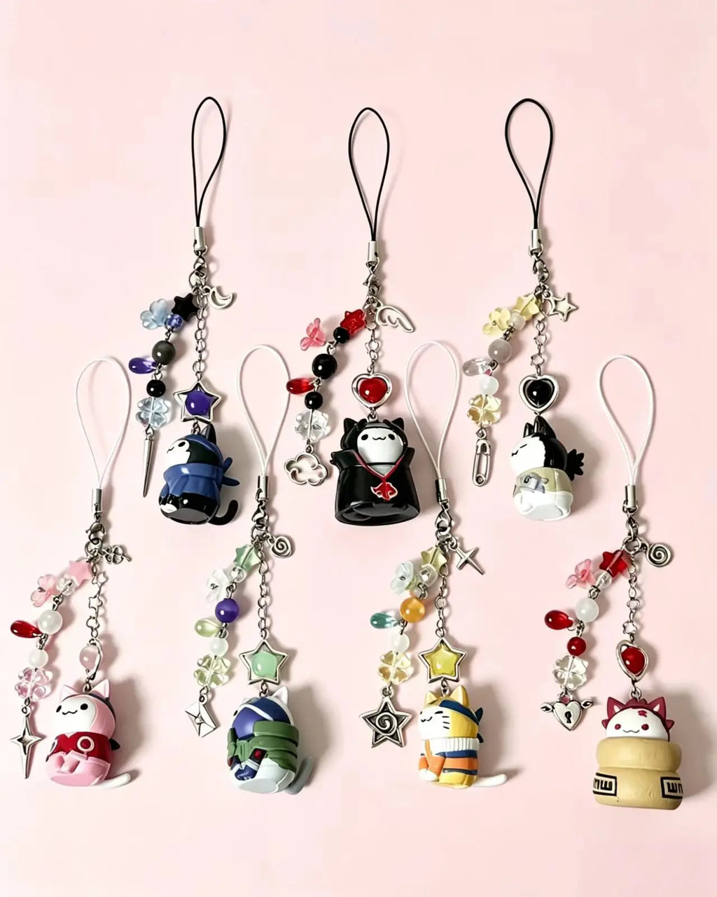 Hidden Leaf Ninja Cat Beaded Phone Charm