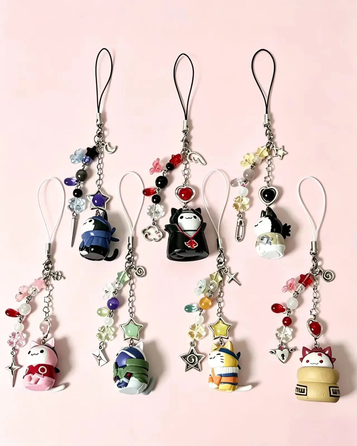 Hidden Leaf Ninja Cat Beaded Phone Charm